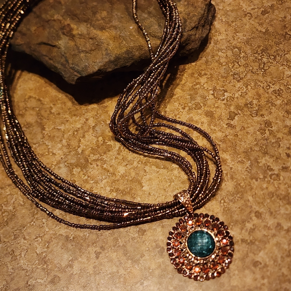 Boho Multi-strand Beaded. Statement Necklace